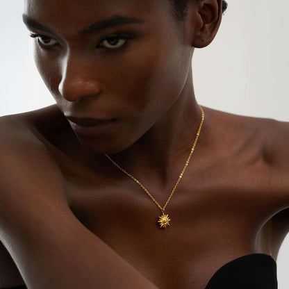 Golden Sun Pendant Necklace - Gold - Detail View - Ohh Glam