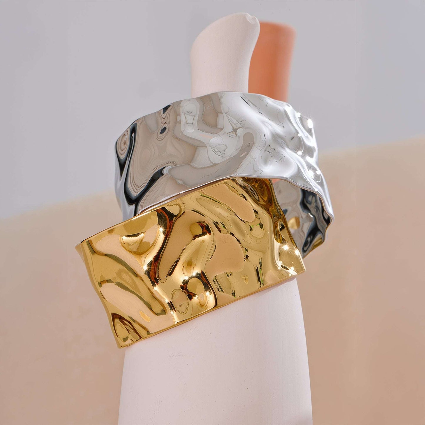 Ripple Wave Cuff - Gold - Detail View - Ohh Glam