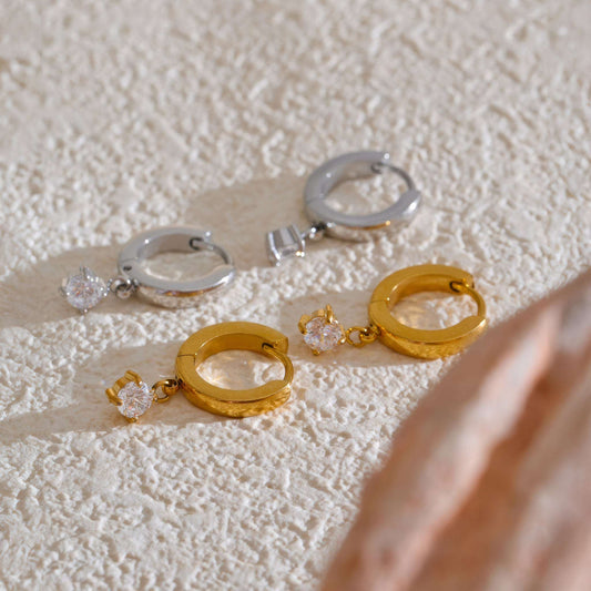 Crystal Drop Huggie Earrings - Ohh Glam