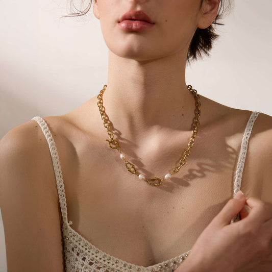 Luxe Pearl Chain Necklace - Ohh Glam