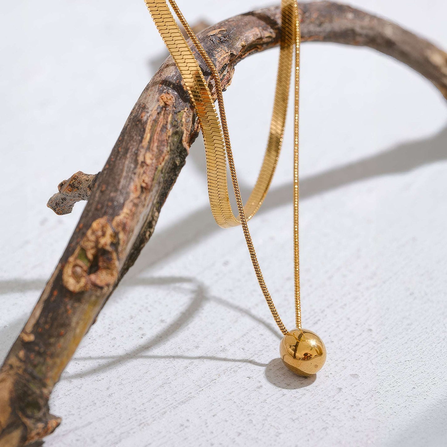 Layered Snake Drop Necklace - Gold - Back View - Ohh Glam