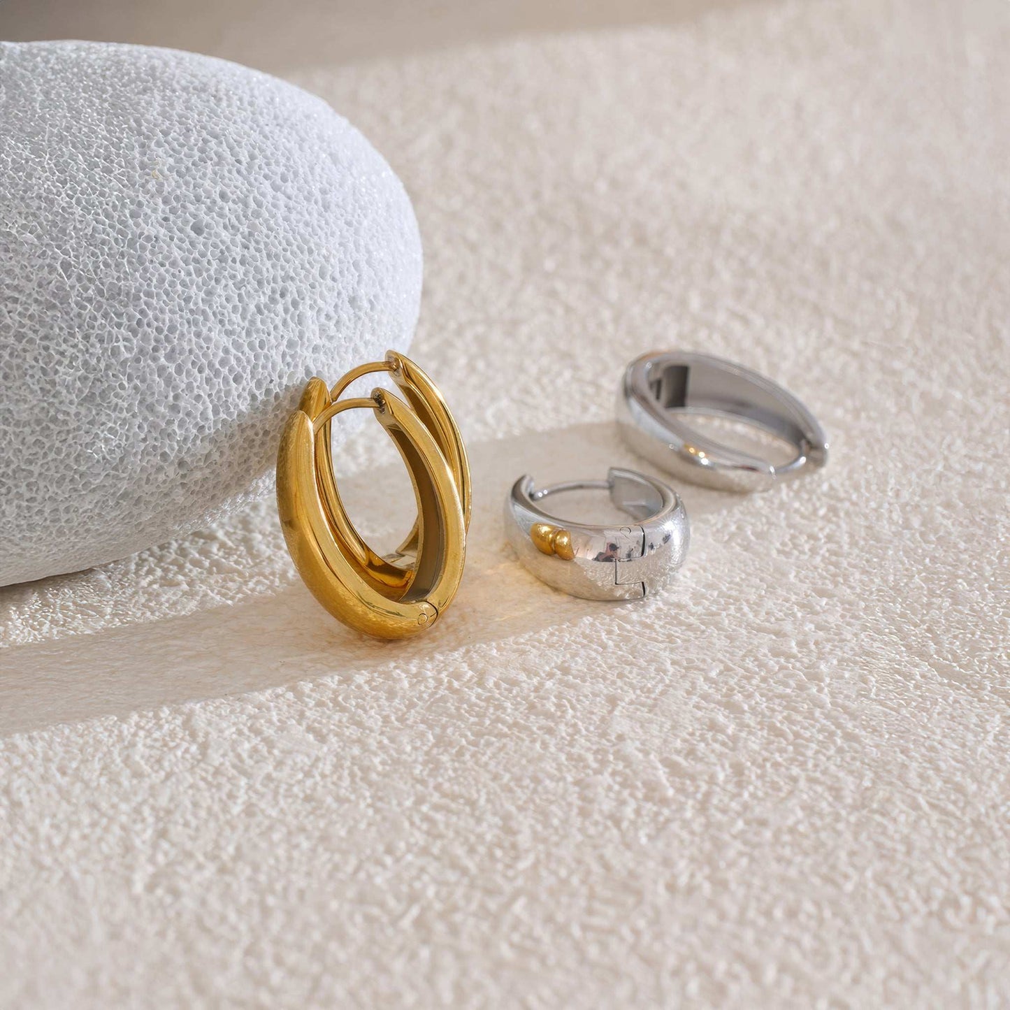 U-Shape Hoop Earrings - Gold - Additional View - Ohh Glam