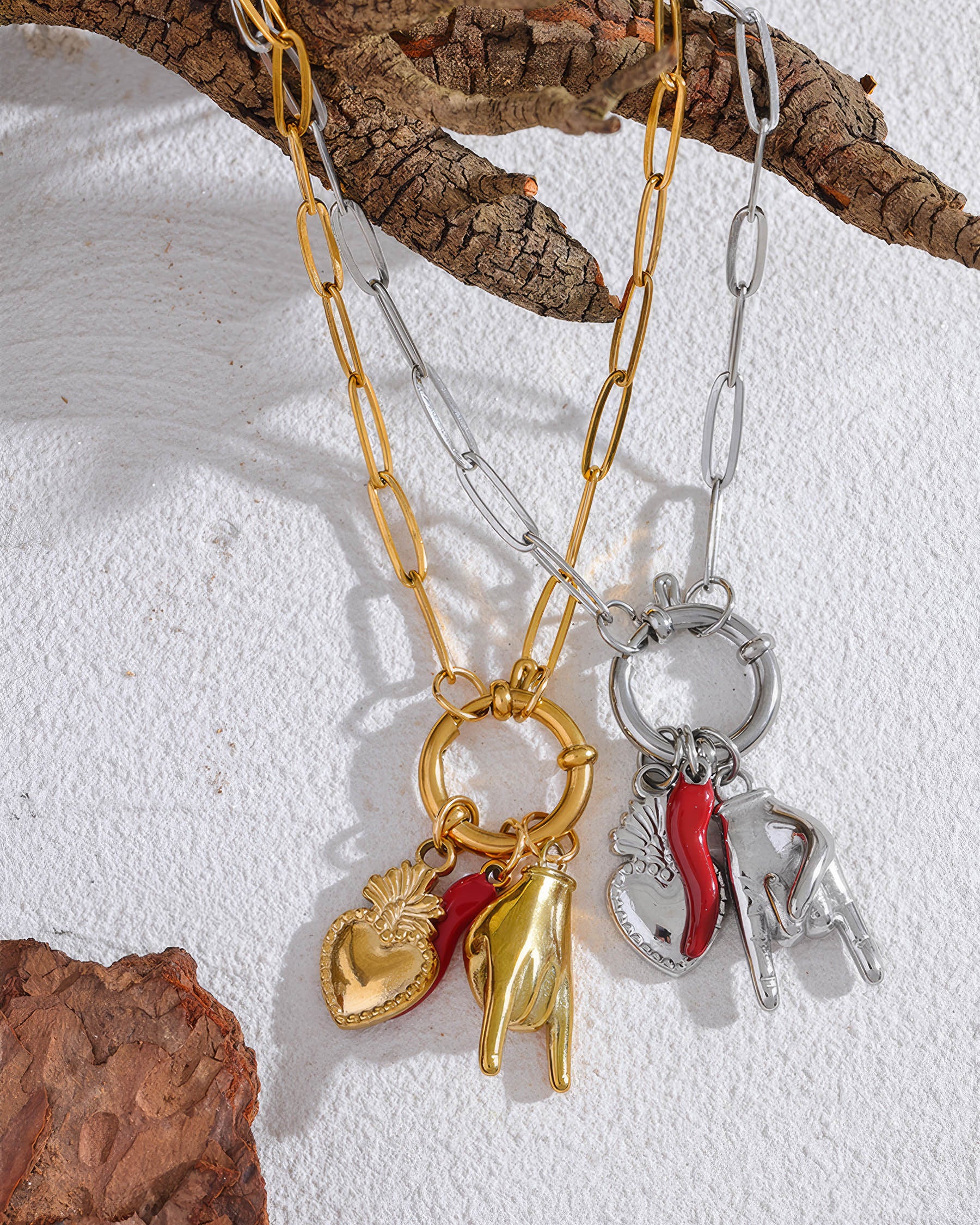 Good Vibes Trio Necklace - 316L Stainless Steel - Additional View - Ohh Glam