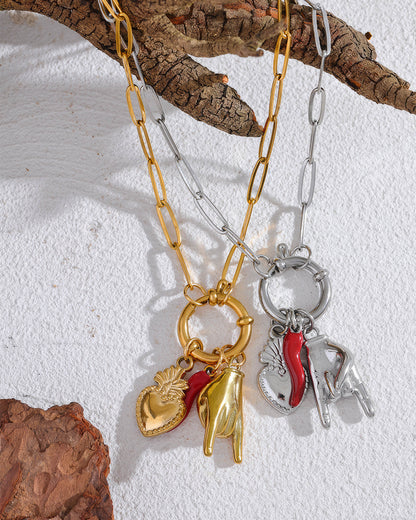 Good Vibes Trio Necklace - 316L Stainless Steel - Additional View - Ohh Glam