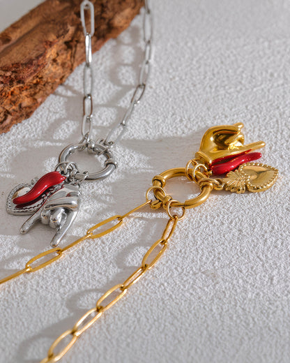 Good Vibes Trio Necklace - 316L Stainless Steel - Additional View - Ohh Glam
