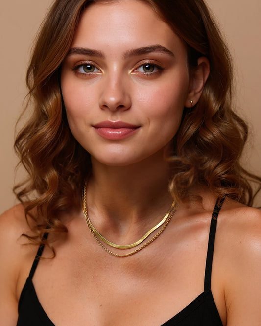 HARMONY Herringbone & Rope Chain Layered Necklace - Ohh Glam