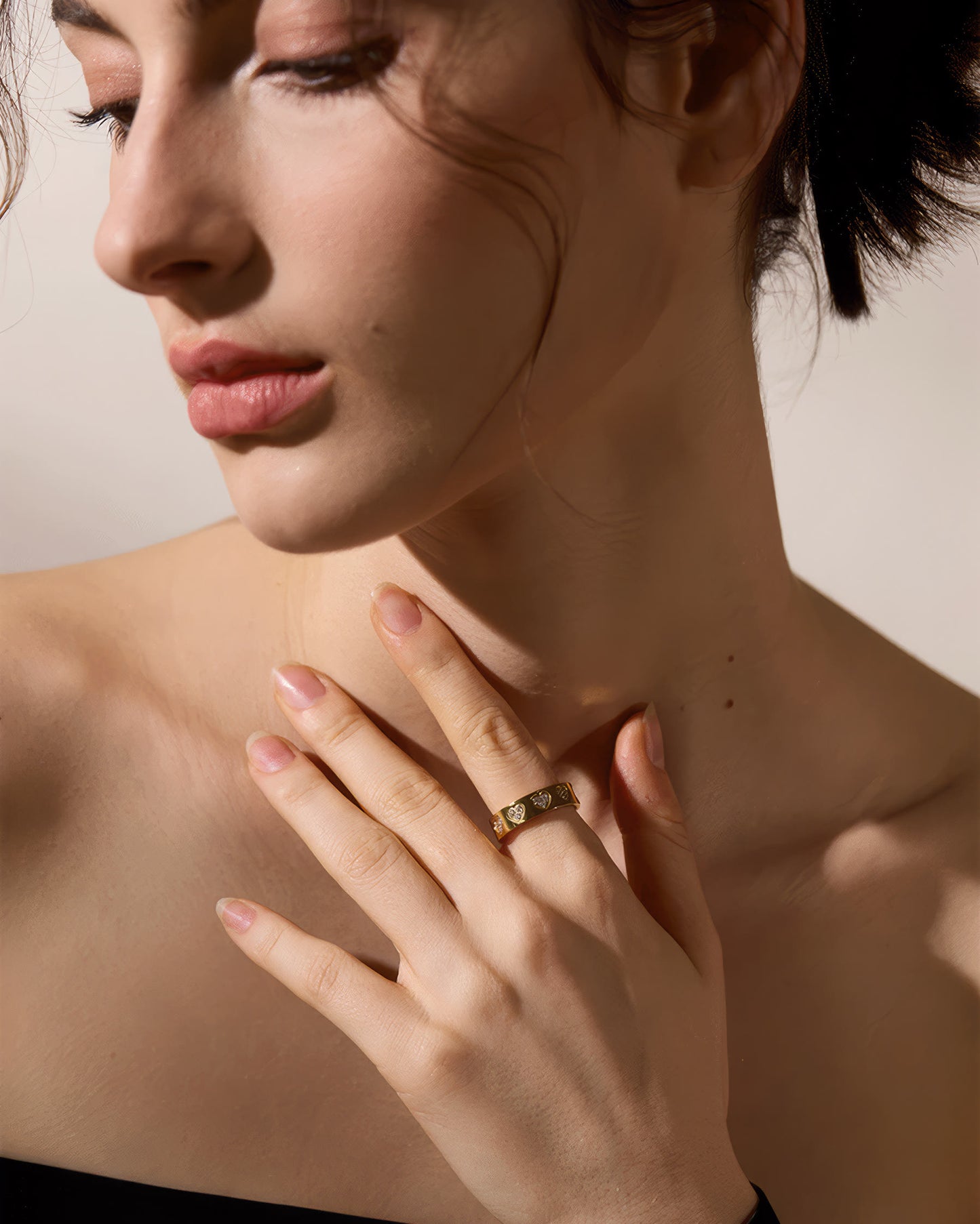 HEARTBEAT Ring - Gold - Side View - Ohh Glam