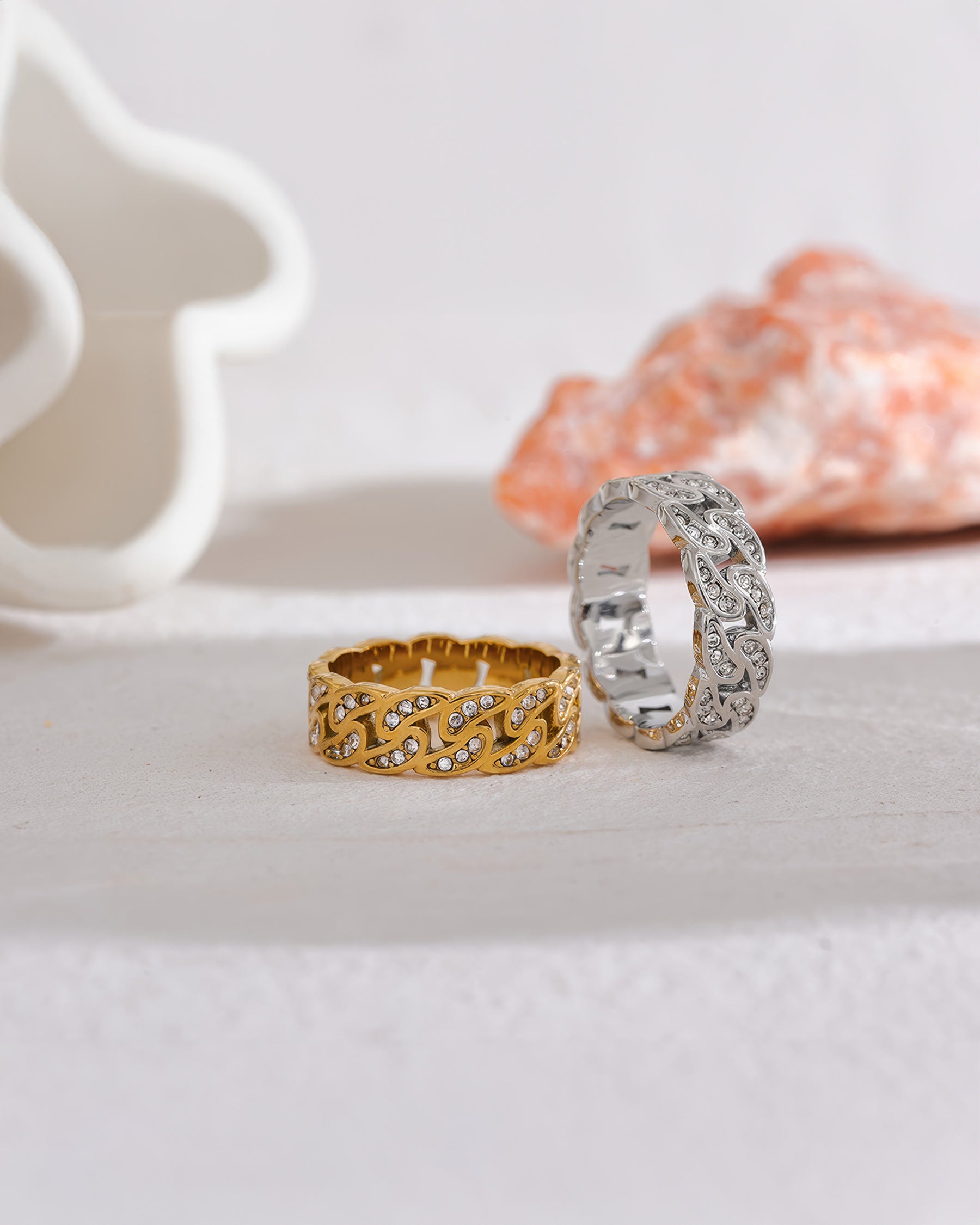 INFINITY Crystal Eternity Ring - Gold - Detail View - Ohh Glam