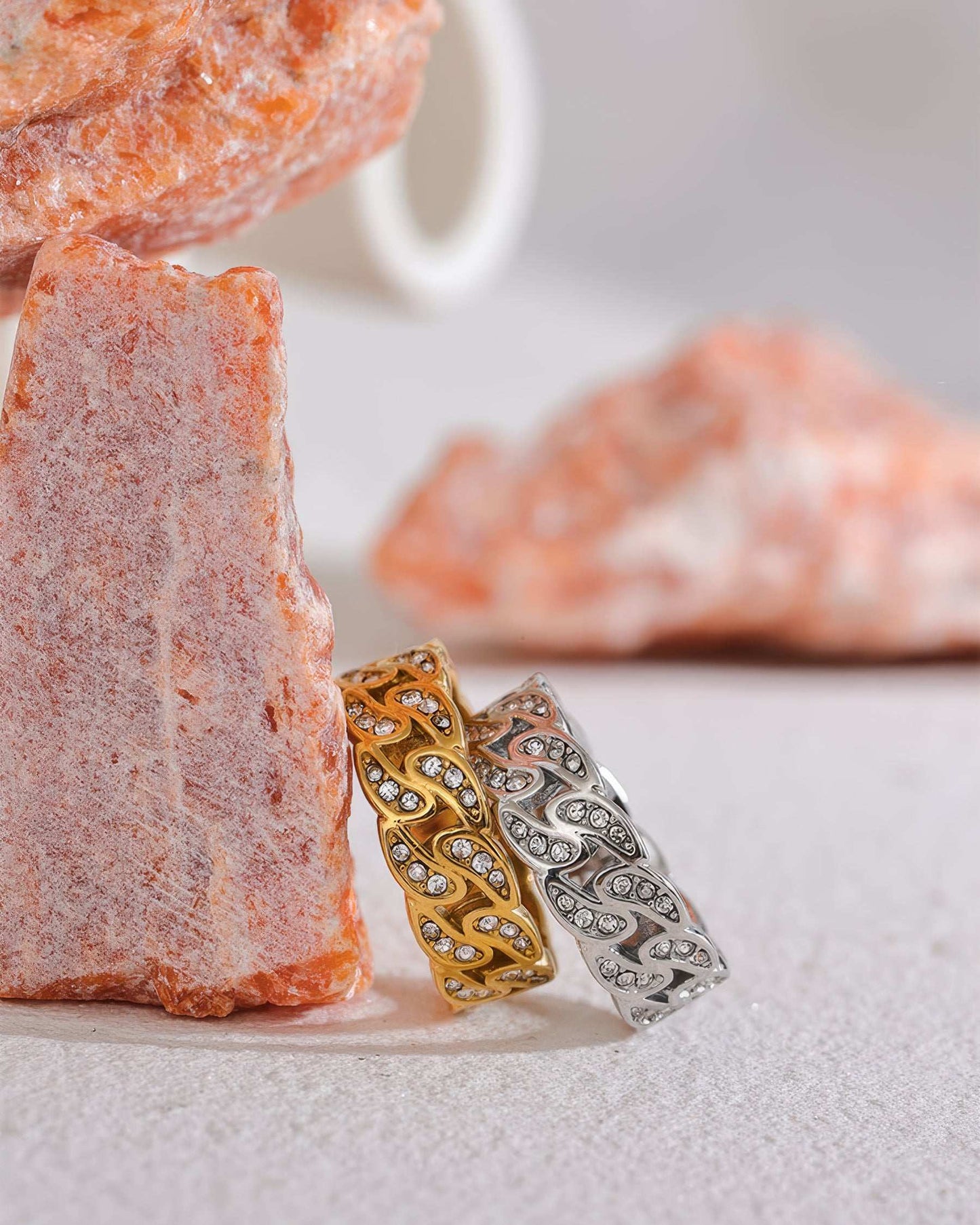 INFINITY Crystal Eternity Ring - Gold - Detail View - Ohh Glam