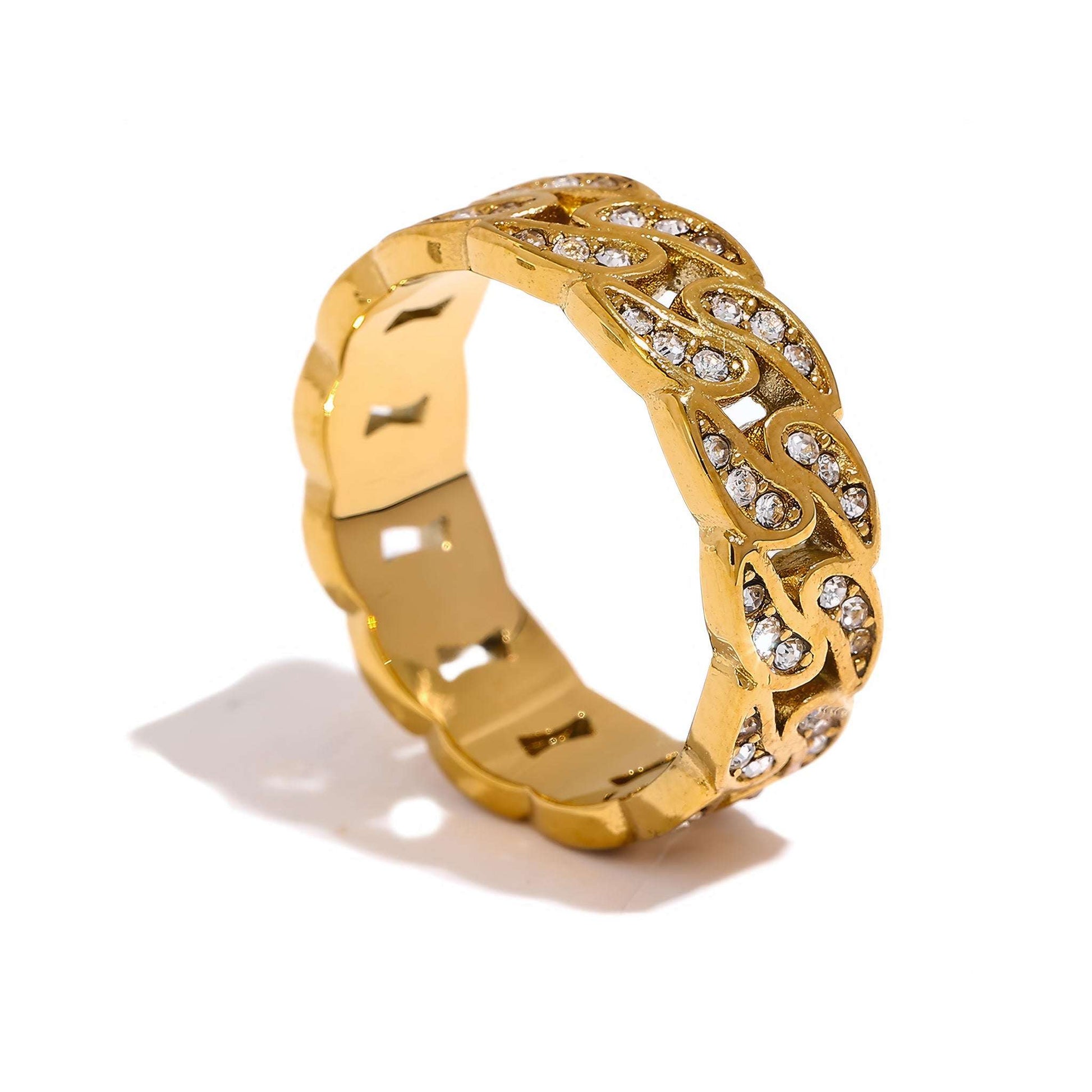 INFINITY Crystal Eternity Ring - Gold - Front View - Ohh Glam