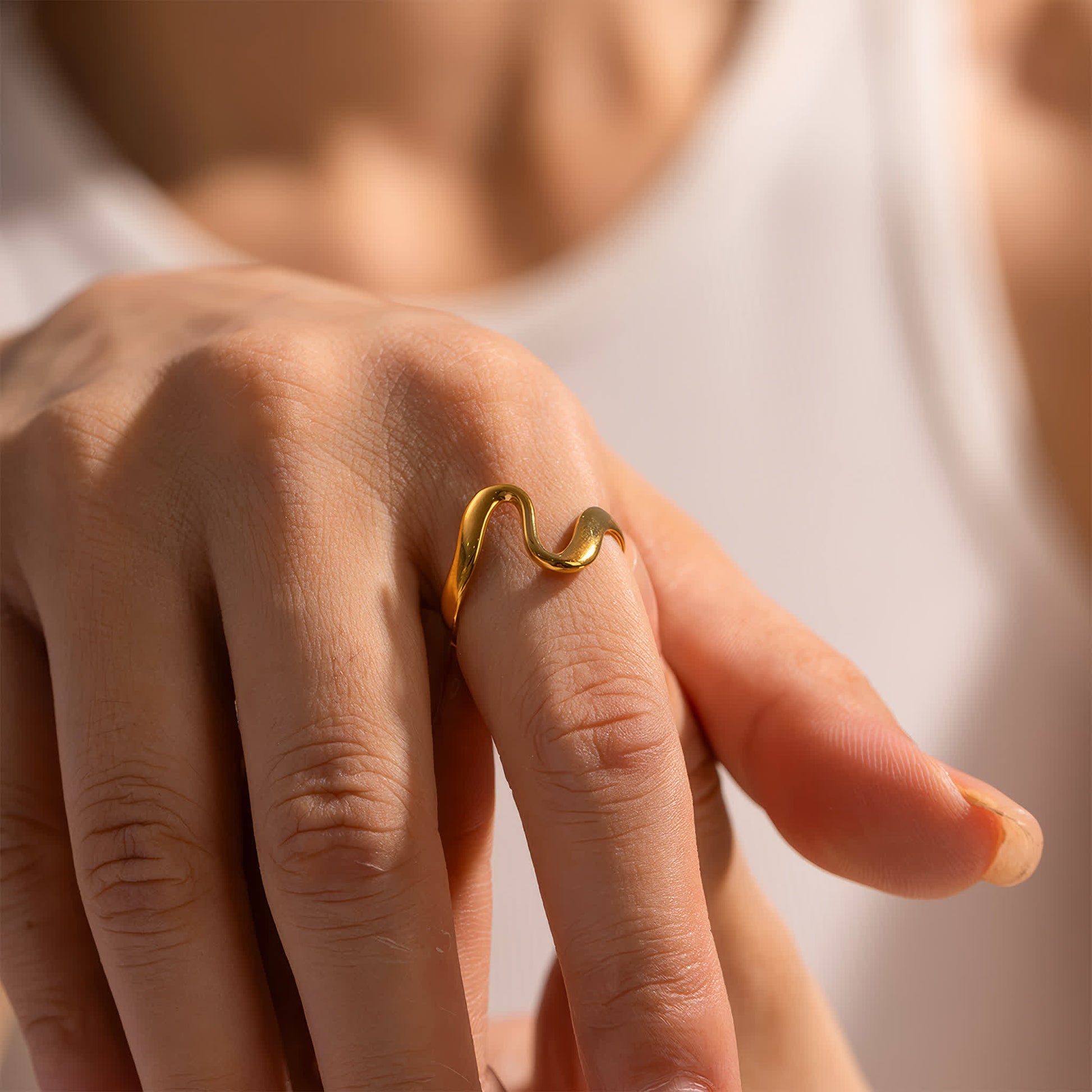 INFINITY Curve Ring - Gold - Detail View - Ohh Glam