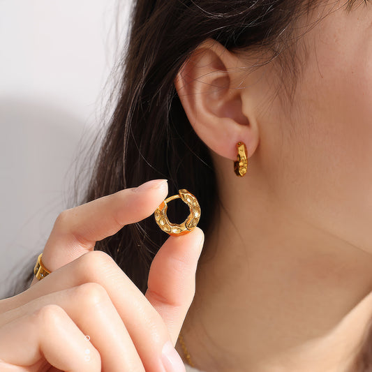 LAVA Textured Hoop Earrings - Ohh Glam