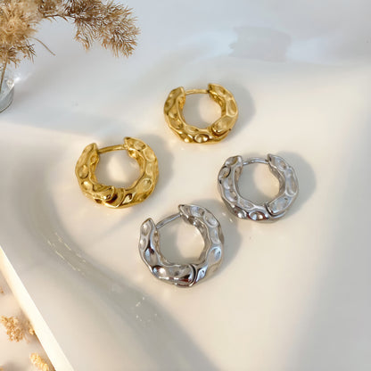 LAVA Textured Hoop Earrings - Gold - Additional View - Ohh Glam