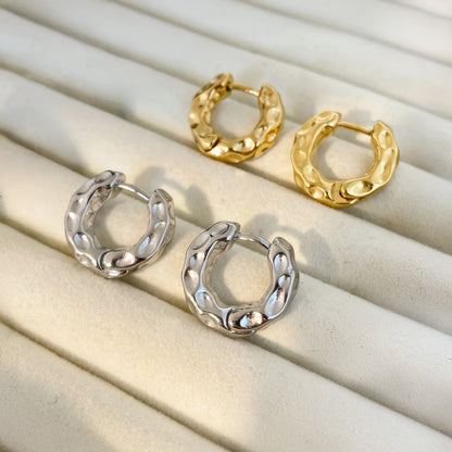 LAVA Textured Hoop Earrings - Gold - Back View - Ohh Glam