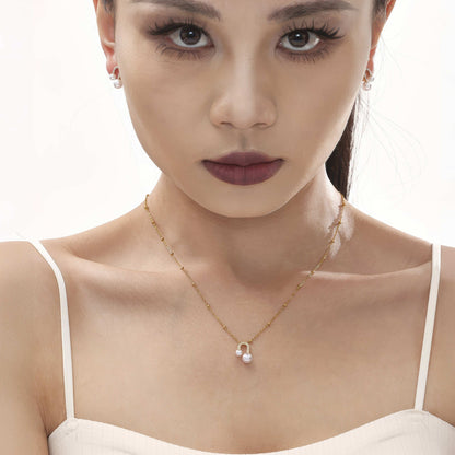 LIORA Pearl Arc Set - Gold - Side View - Ohh Glam