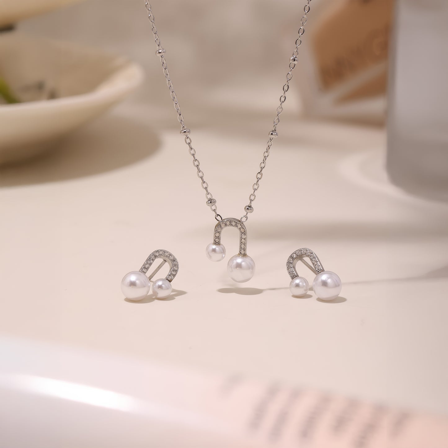 LIORA Pearl Arc Set - Gold - Additional View - Ohh Glam