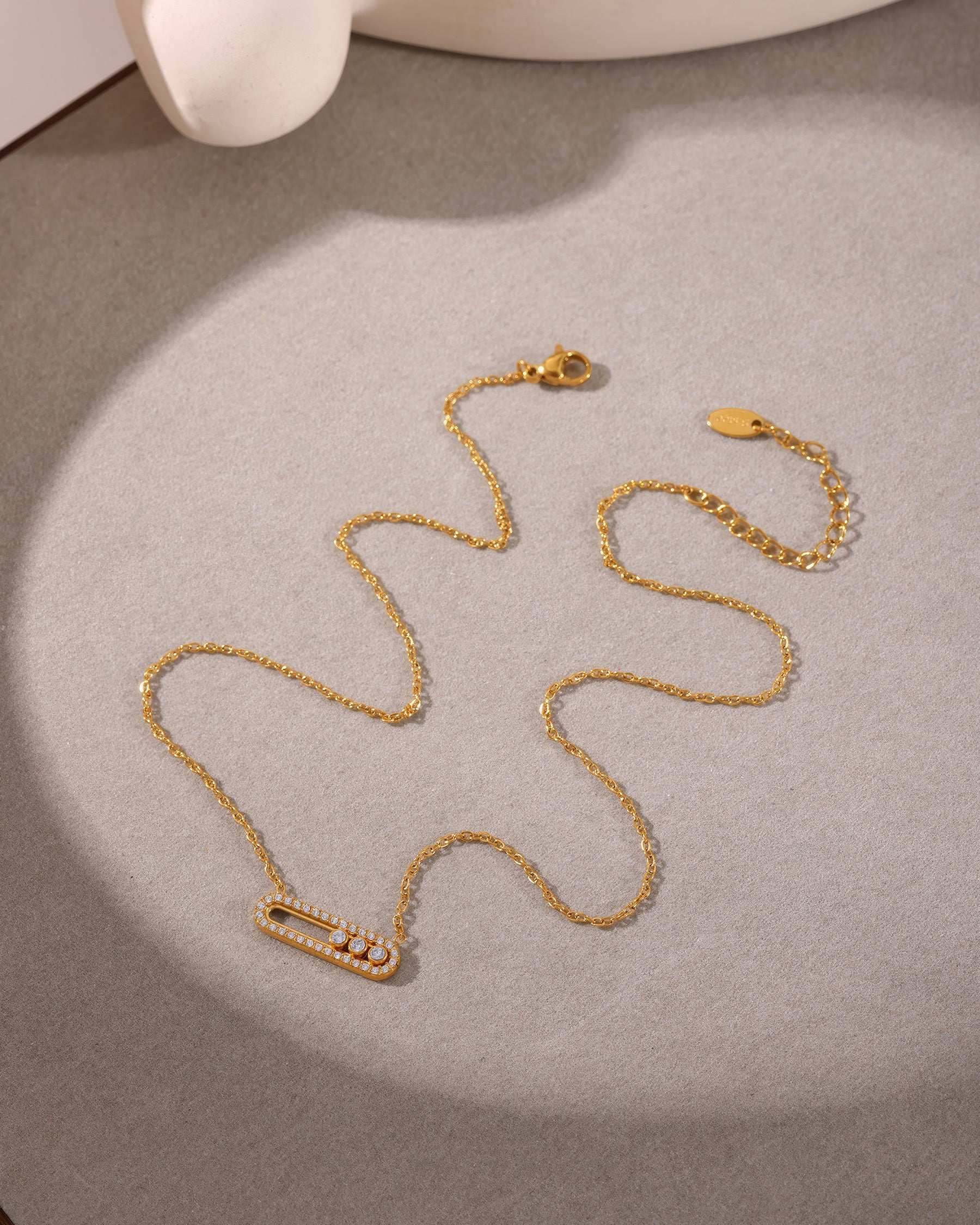 LUMIÈRE Crystal Bar Necklace - Gold - Additional View - Ohh Glam