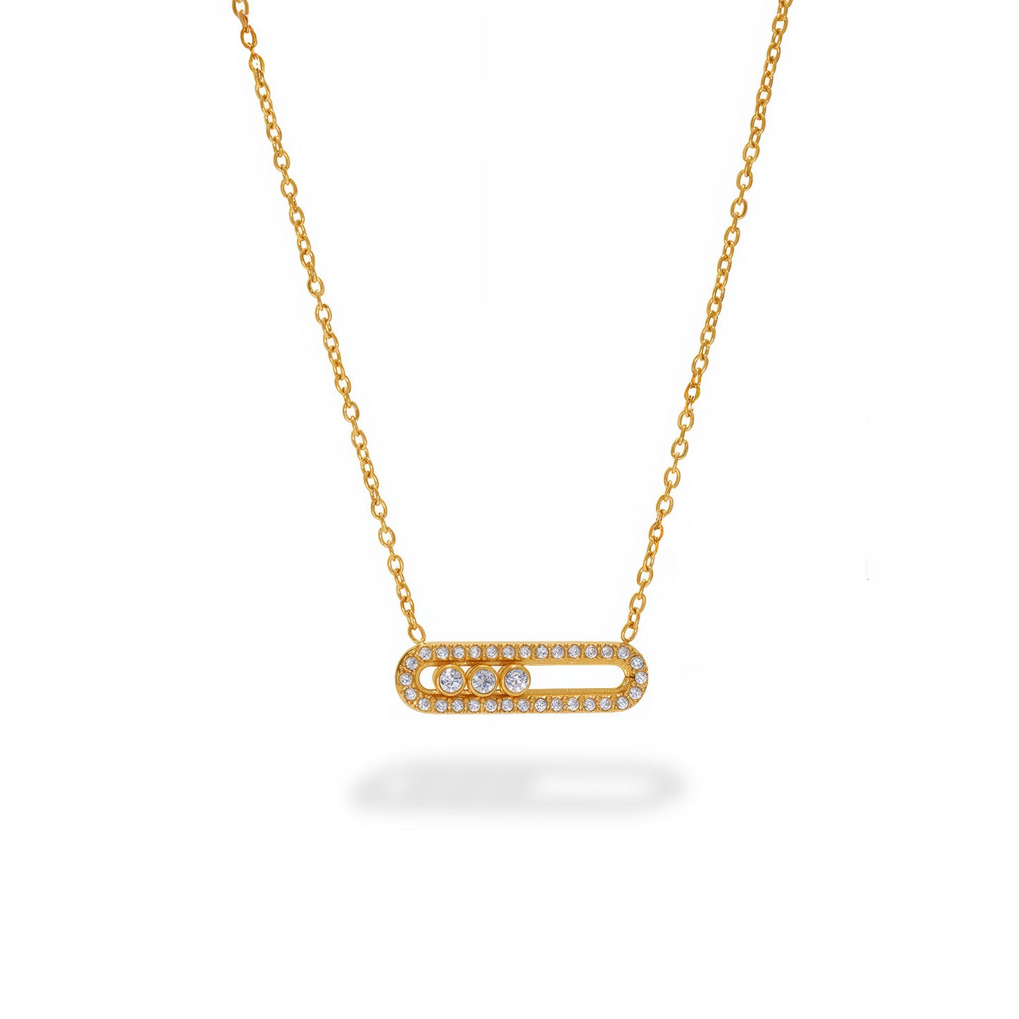 LUMIÈRE Crystal Bar Necklace - Gold - Front View - Ohh Glam
