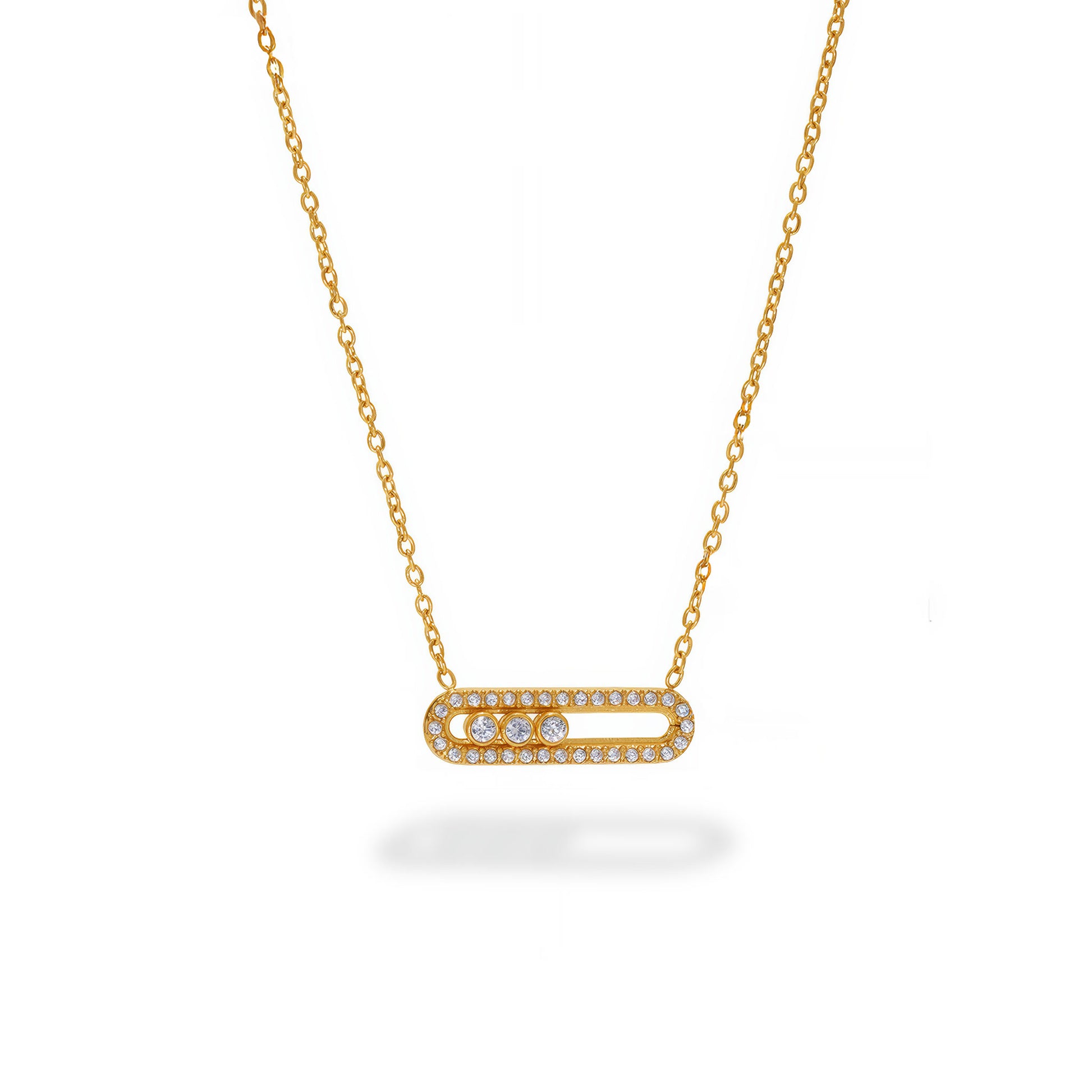 LUMIÈRE Crystal Bar Necklace - Gold - Front View - Ohh Glam