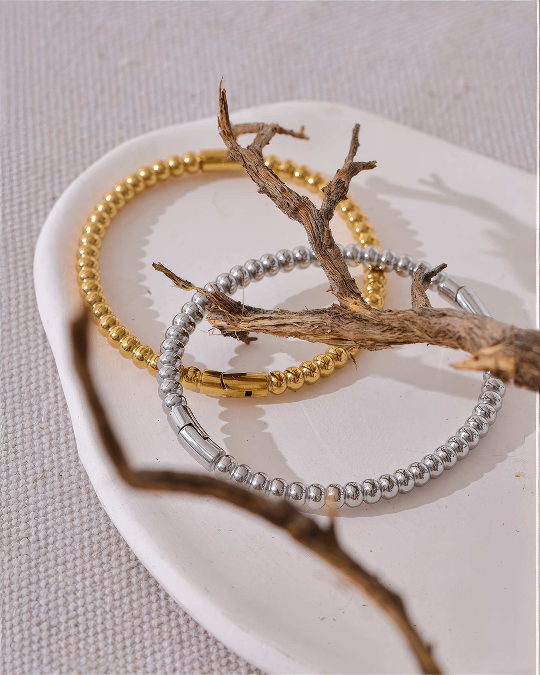LUXE Beaded Bangle Bracelet - Gold - Additional View - Ohh Glam