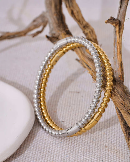 LUXE Beaded Bangle Bracelet - Gold - Additional View - Ohh Glam