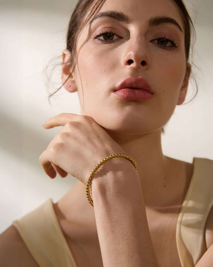 LUXE Beaded Bangle Bracelet - Gold - Additional View - Ohh Glam