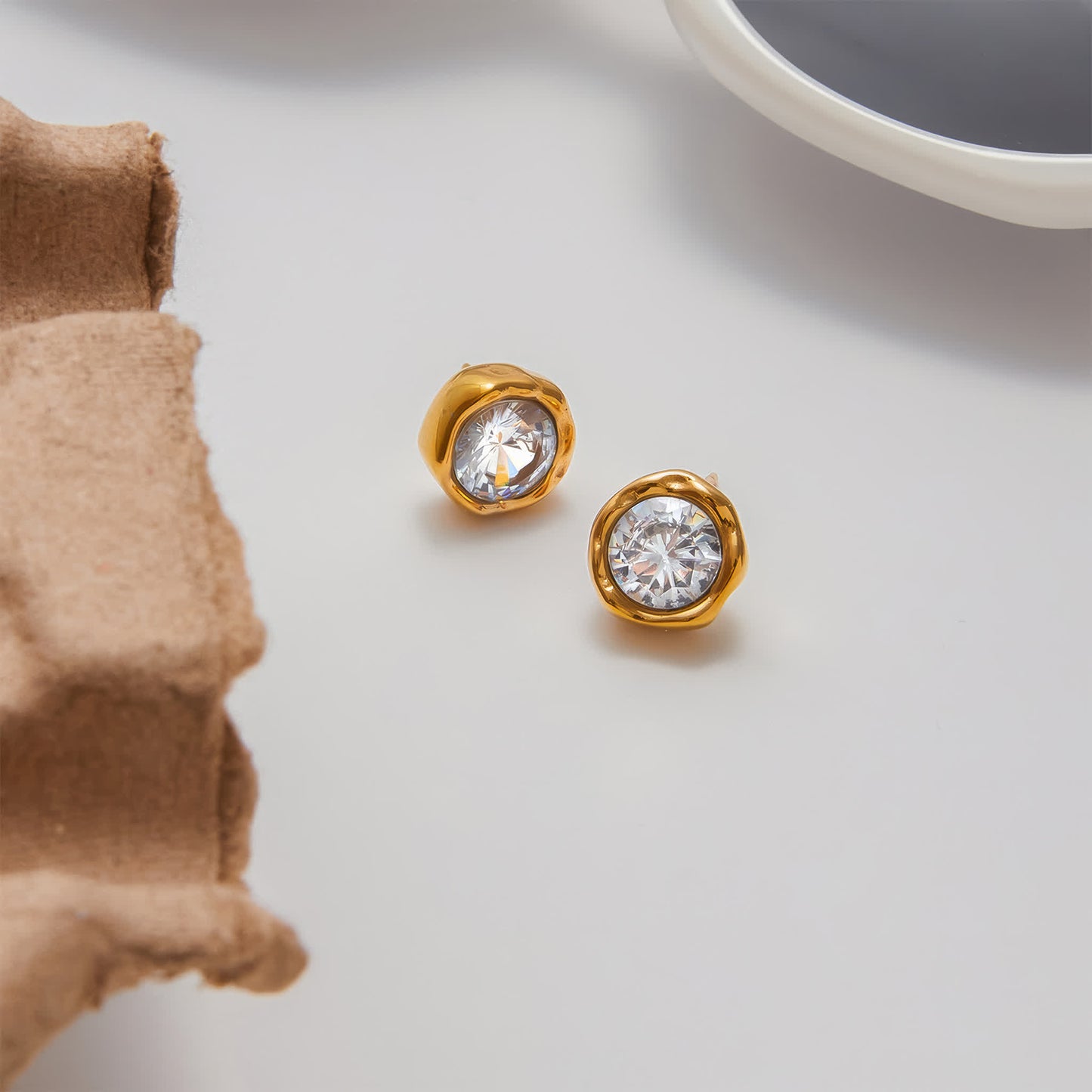 LUXE Crystal Studs - Gold - Back View - Ohh Glam