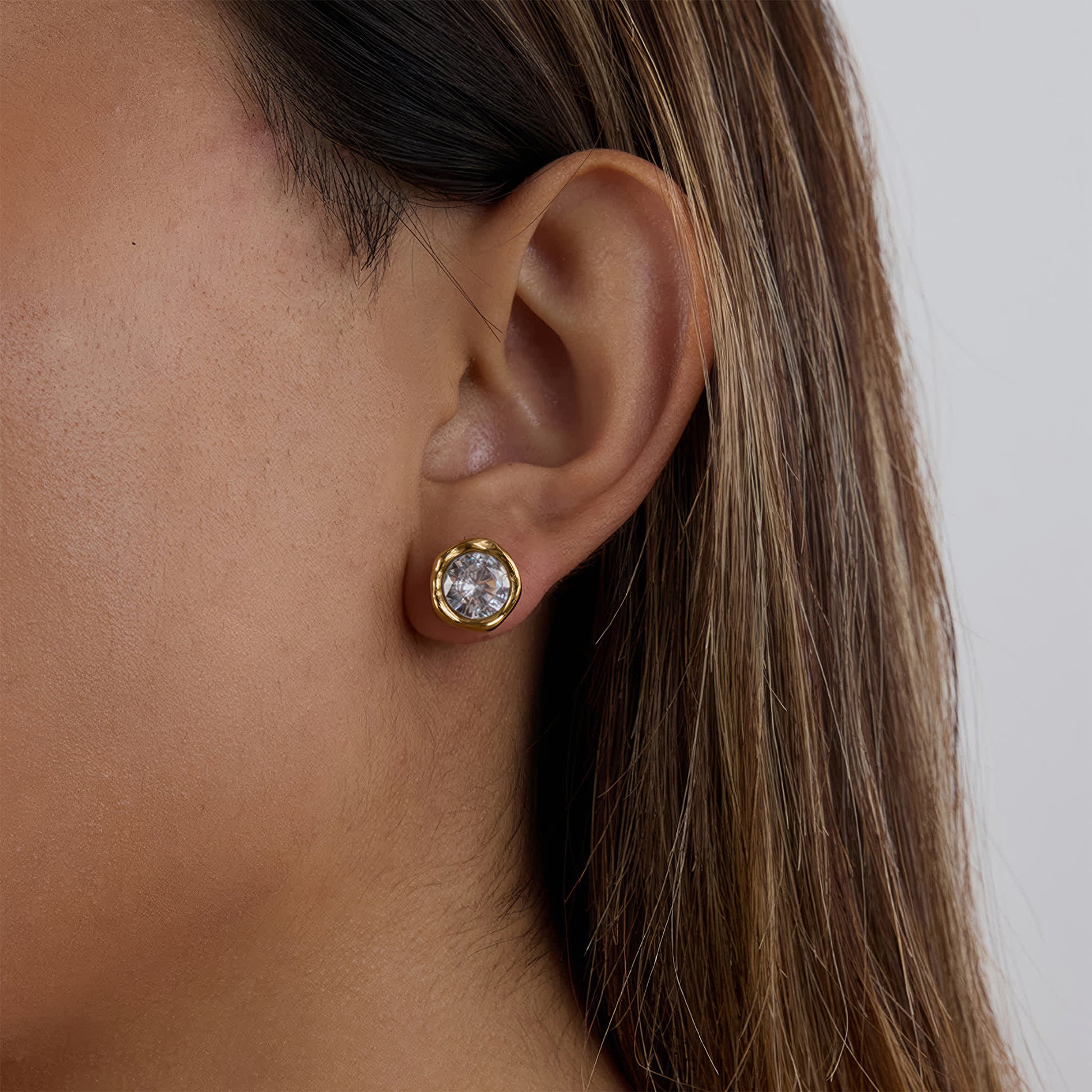 LUXE Crystal Studs - Gold - Detail View - Ohh Glam