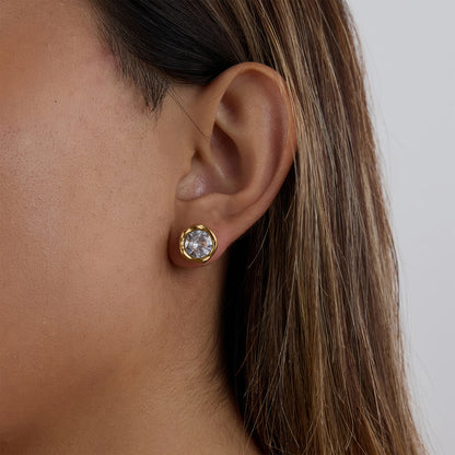 LUXE Crystal Studs - Gold - Detail View - Ohh Glam