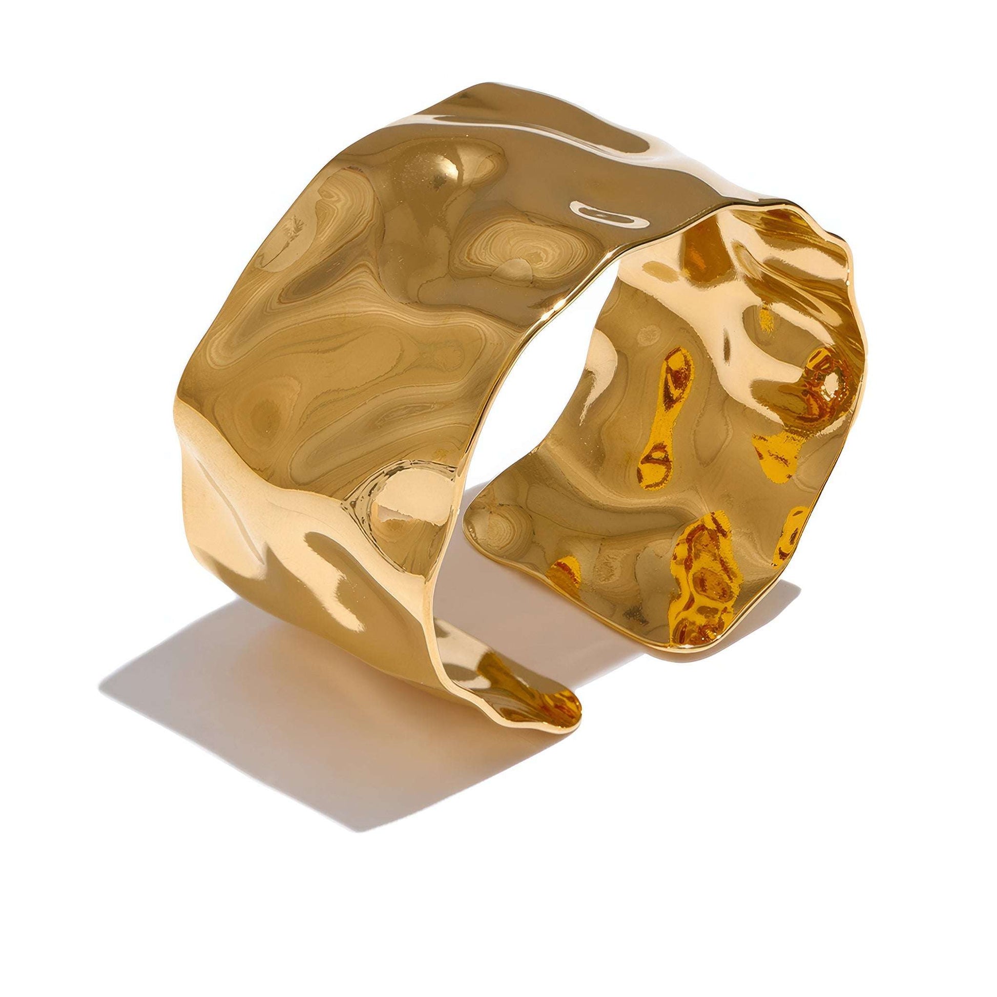 Ripple Wave Cuff - Gold - Front View - Ohh Glam