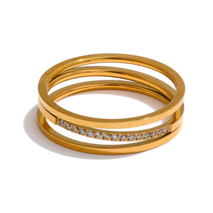 Double Band Cubic Zirconia Ring - Gold - Additional View - Ohh Glam