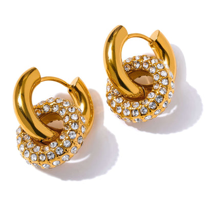 Sparkly Swirl Huggies - Gold - Front View - Ohh Glam