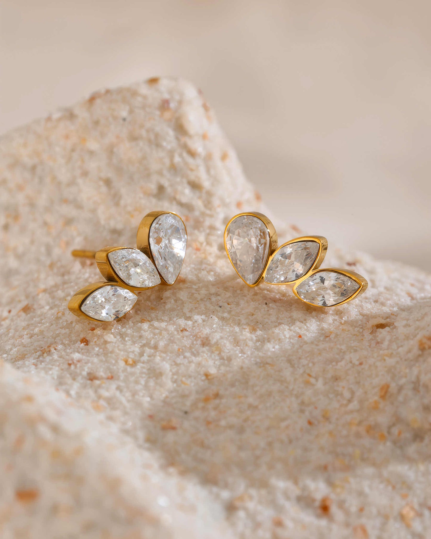Lumi Wing Studs - Gold - Back View - Ohh Glam