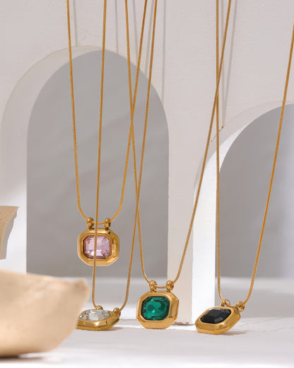 MAISON Crystal Pendant Necklace - Gold - Additional View - Ohh Glam