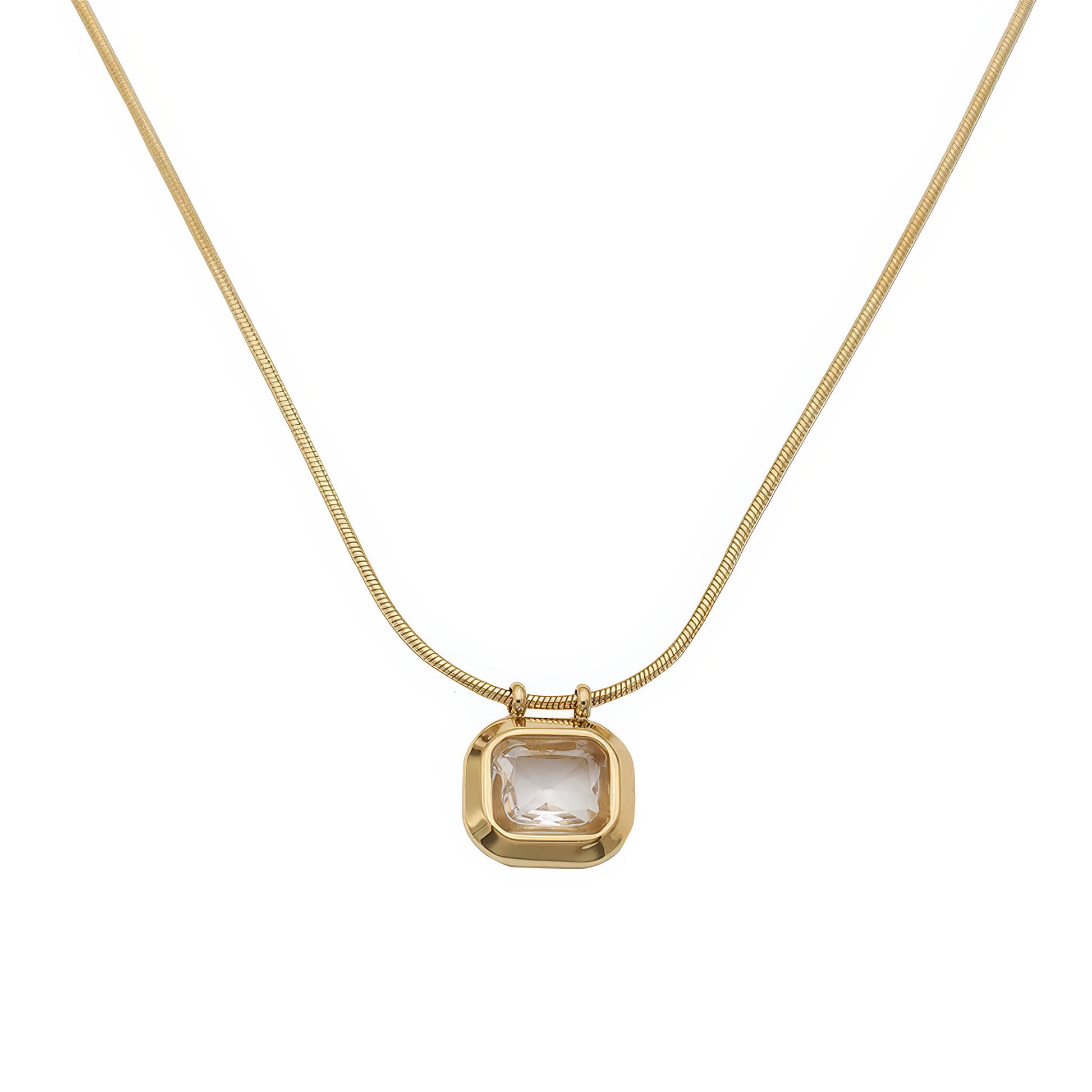 MAISON Crystal Pendant Necklace - Gold - Front View - Ohh Glam