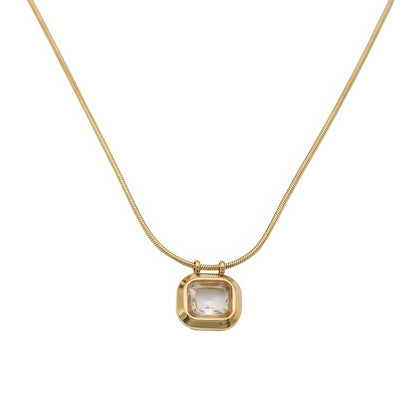 MAISON Crystal Pendant Necklace - Gold - Front View - Ohh Glam