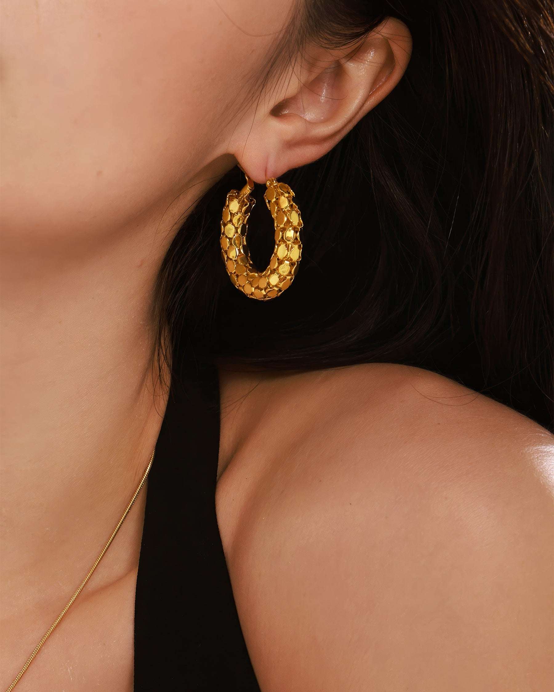 MERMAID Scale Hoop - Gold - Back View - Ohh Glam