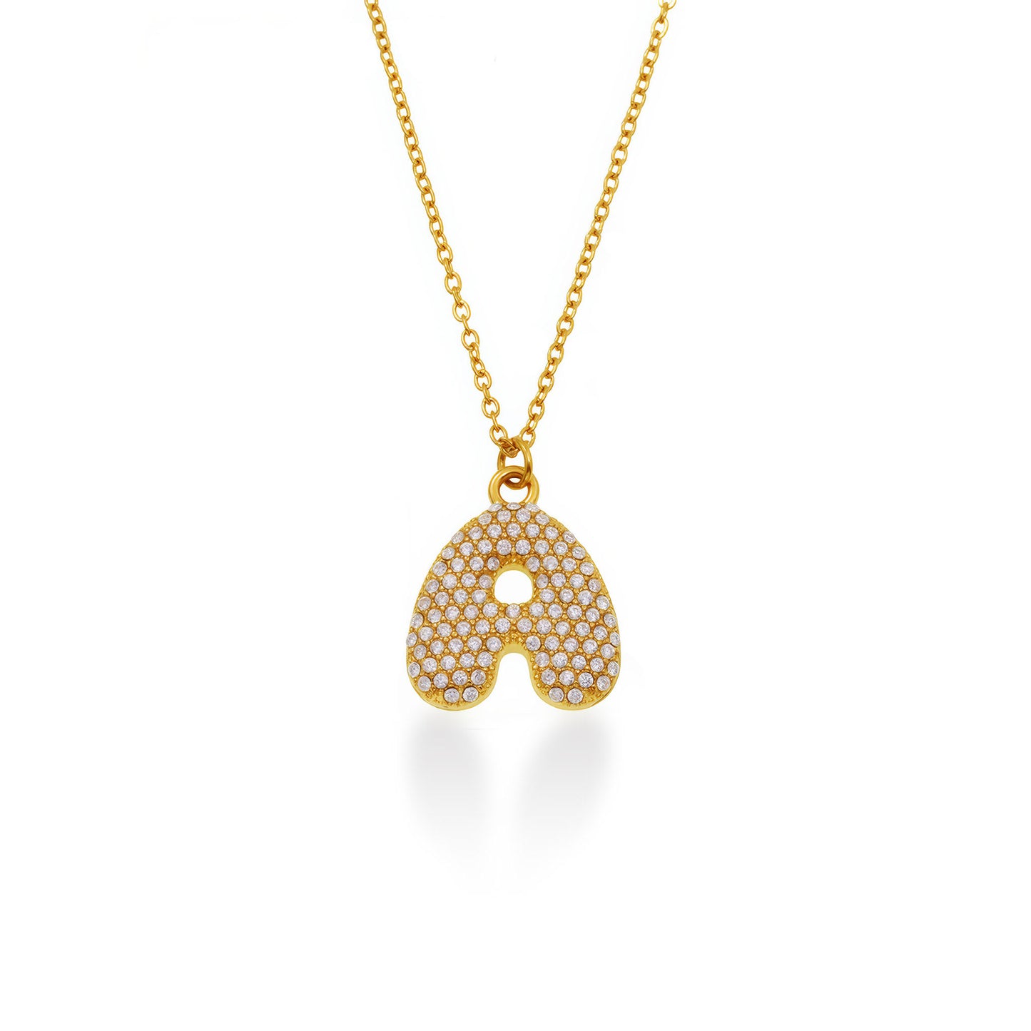 MONARCH Initial Crystal Necklace - Gold - Front View - Ohh Glam