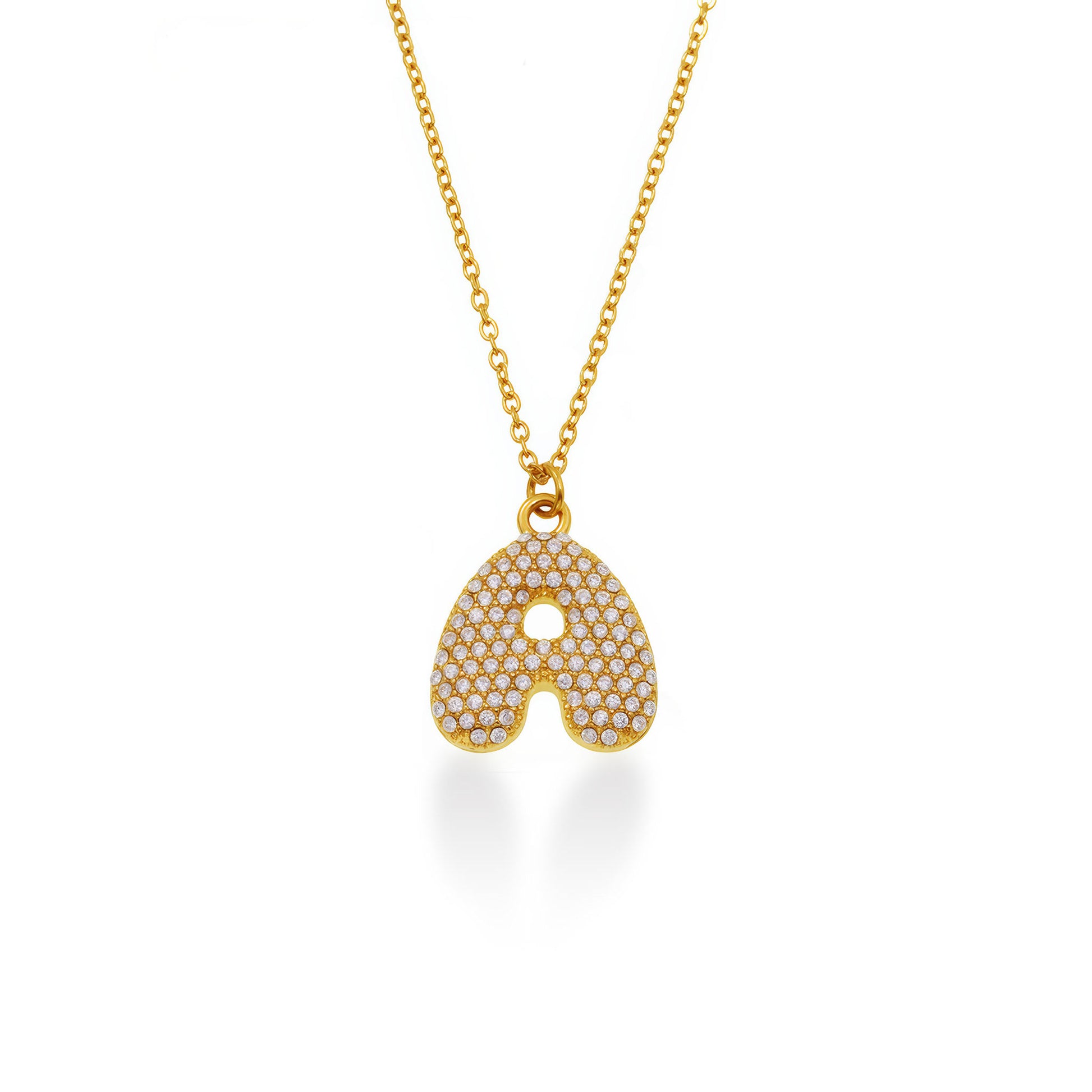 MONARCH Initial Crystal Necklace - Gold - Front View - Ohh Glam