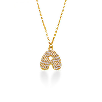 MONARCH Initial Crystal Necklace - Gold - Front View - Ohh Glam