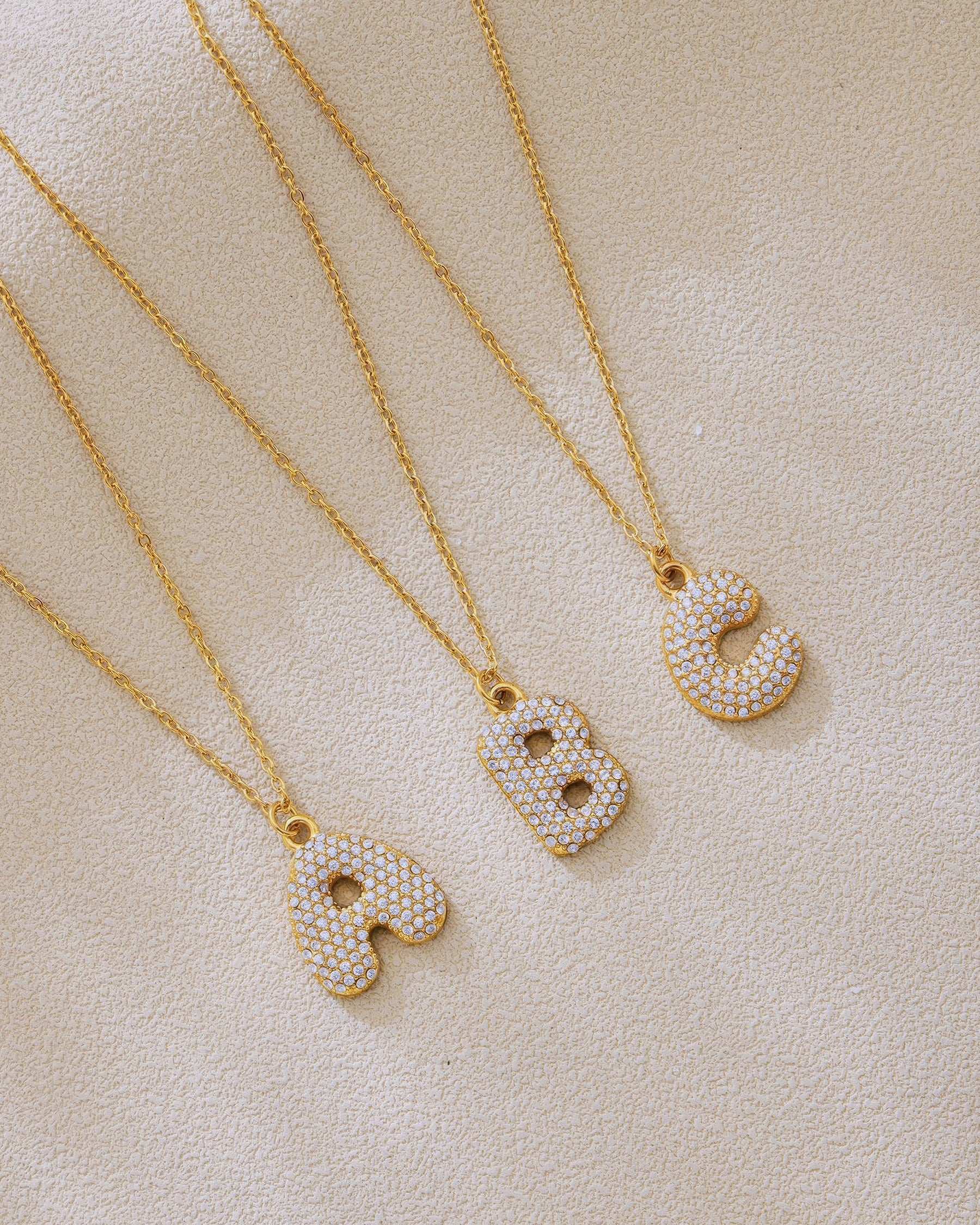 MONARCH Initial Crystal Necklace - Gold - Detail View - Ohh Glam