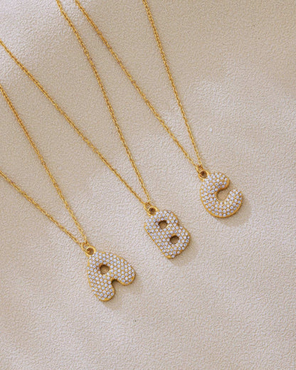 MONARCH Initial Crystal Necklace - Gold - Detail View - Ohh Glam