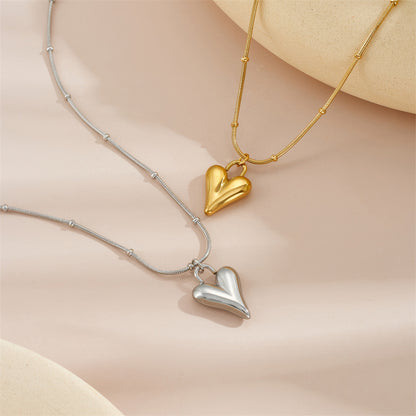 Modern Heart Pendant - Gold - Back View - Ohh Glam
