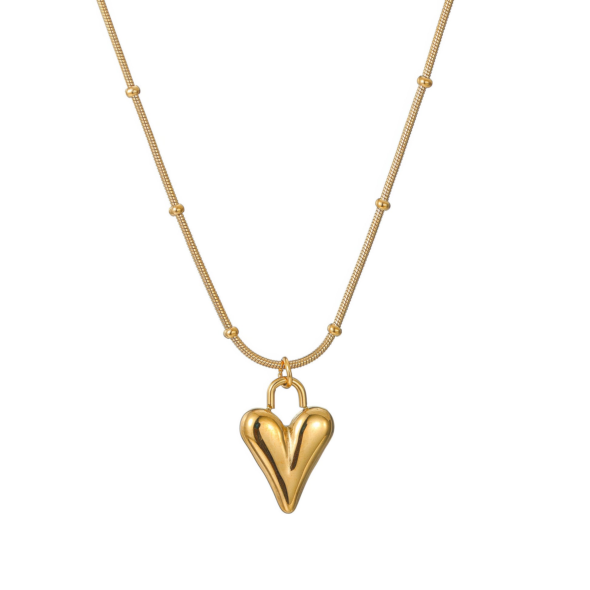 Modern Heart Pendant - Gold - Front View - Ohh Glam