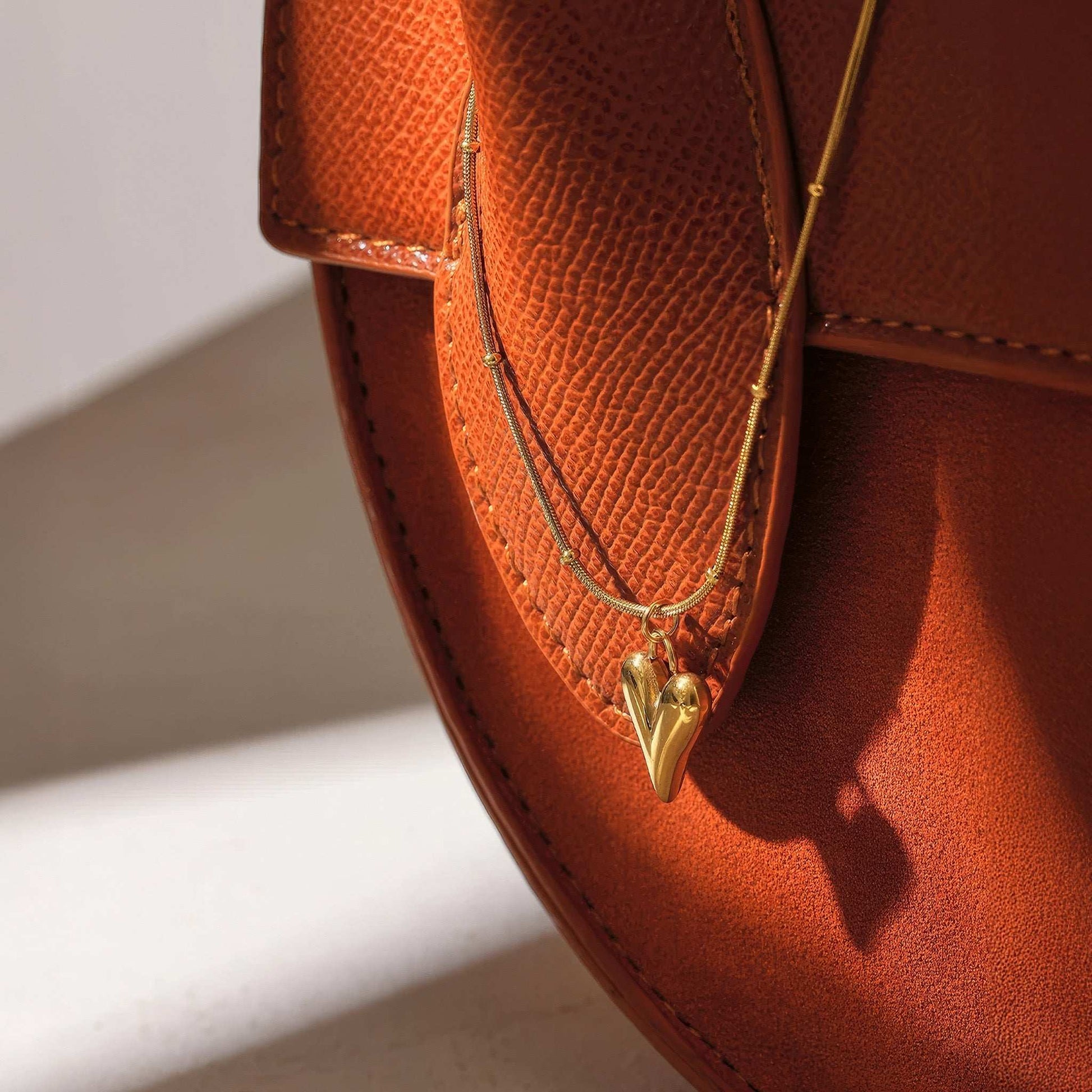 Modern Heart Pendant - Gold - Side View - Ohh Glam