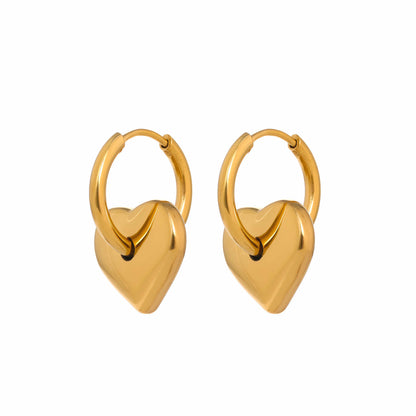 Muse Heart Huggie Earrings - 316L Stainless Steel - Front View - Ohh Glam
