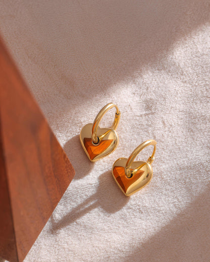 Muse Heart Huggie Earrings - 316L Stainless Steel - Back View - Ohh Glam