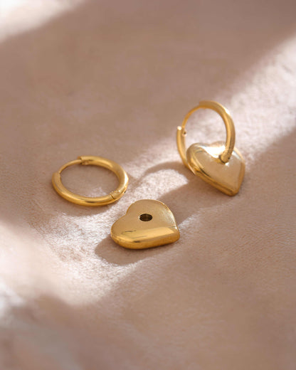 Muse Heart Huggie Earrings - 316L Stainless Steel - Additional View - Ohh Glam
