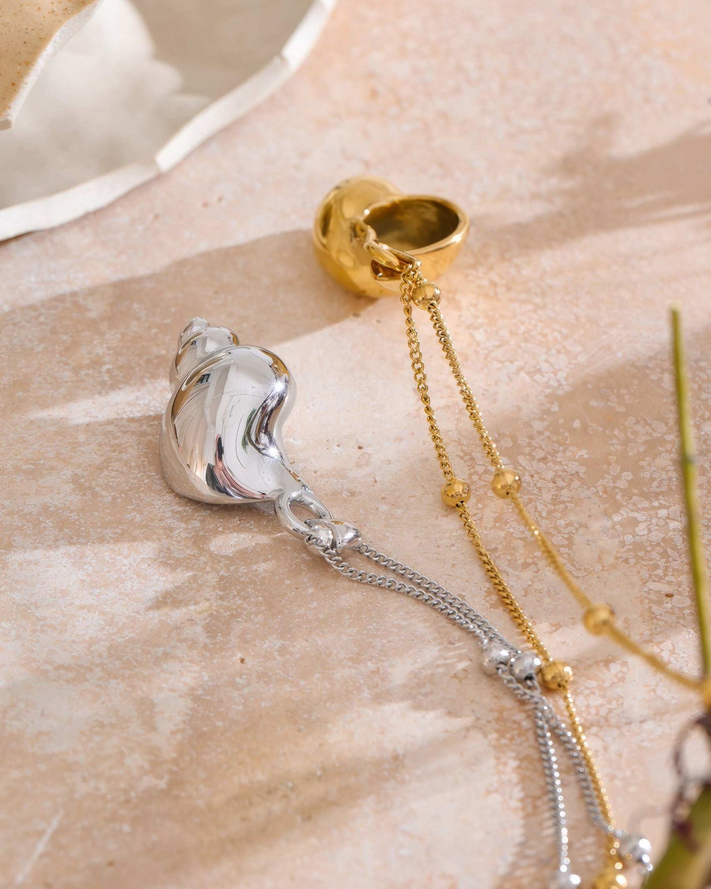 OCEANA Shell Pendant Necklace - Gold - Additional View - Ohh Glam