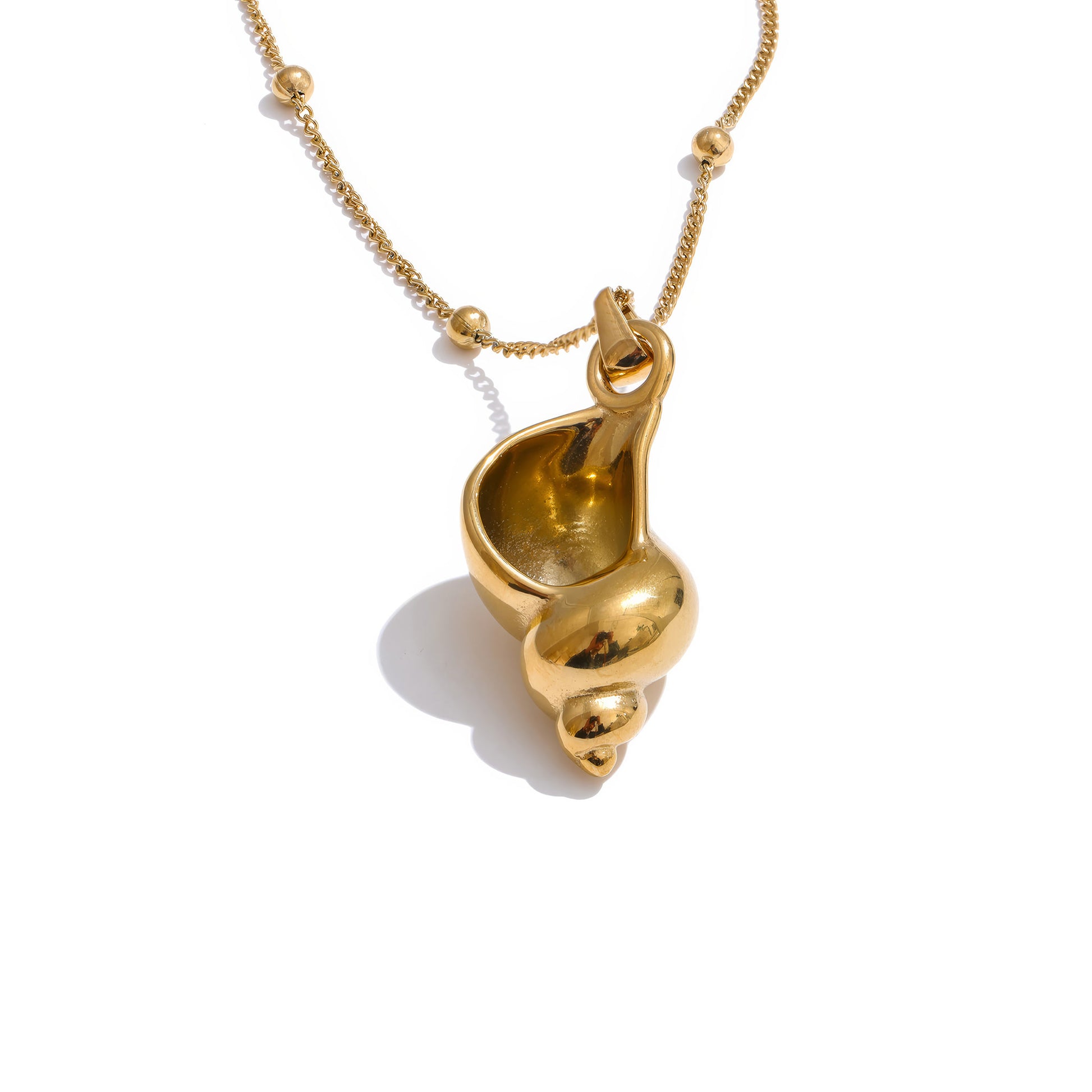 OCEANA Shell Pendant Necklace - Gold - Front View - Ohh Glam